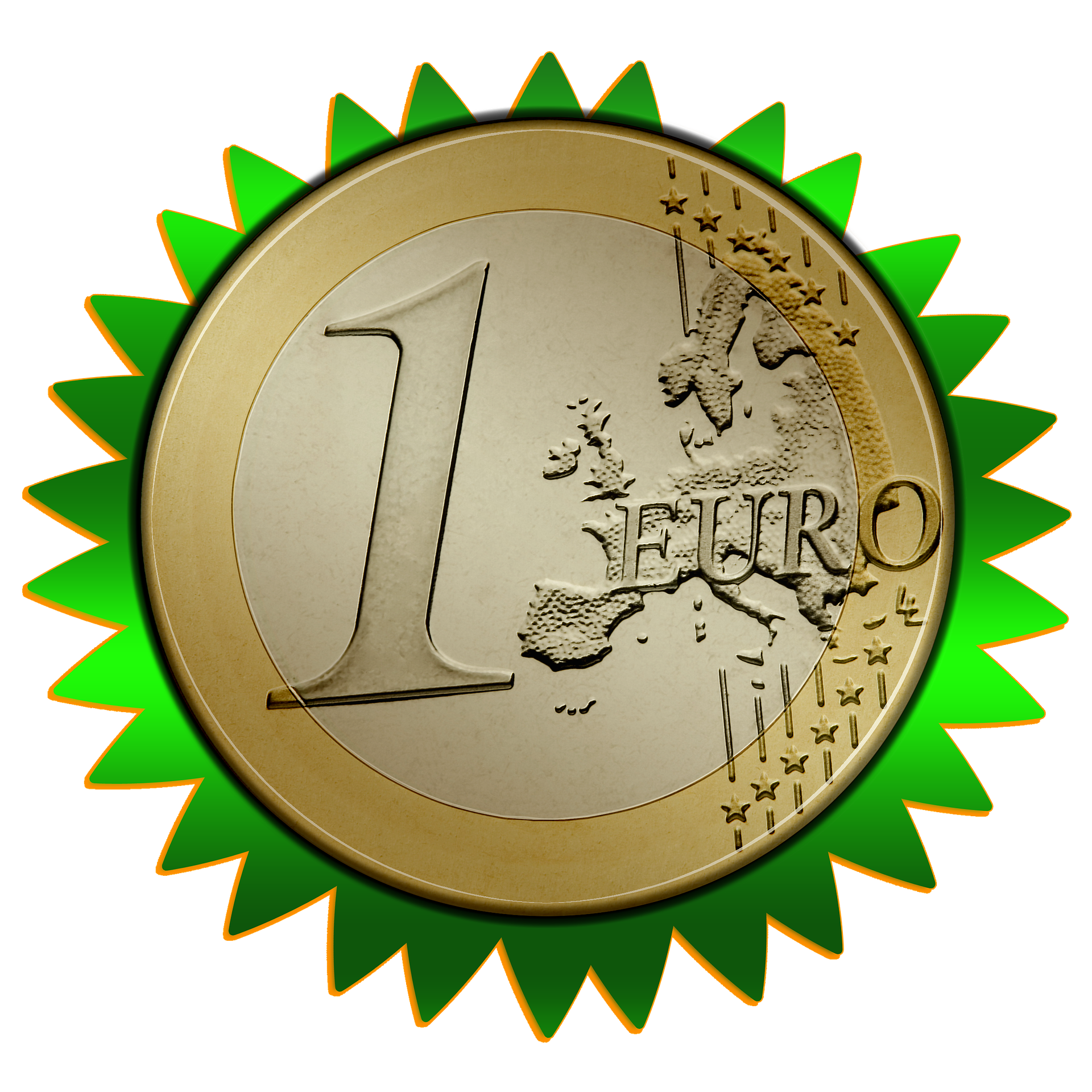 Umweltschutz spart Geld - Euro-Münze mit grünem Rand